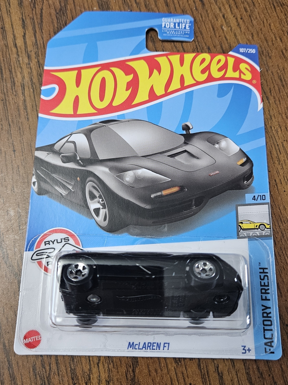 Ryu's Rides Hot Wheels McLaren F1 Toy Car - Black